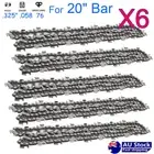 6x 20'' Inch Bar Chainsaw Chain Saw 325 Pitch 76 Link 058 For Baumr-Ag SX66 SX62