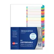Avery Ready Index A To Z Single Column Divider A4 Reinforced Punched Holes