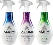 ALKIMI Home Essentials Cleaning, Variety Pack of 3 – Multipurpose, Bathroom & Glass Window Cleaner Spray
