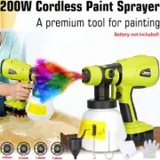 200W High Power HVLP Spray Paint Gun Paint Sprayer for Ryobi 18V Li-ion Battery