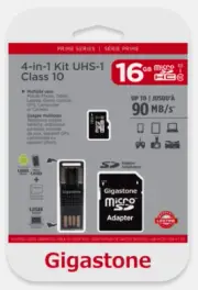 Gigastone GS-4IN1600X-16G Prime Series 16GB MICRO SD CARD 4-IN-1 KIT 90 MB/S