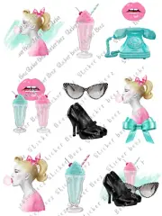 Sweet 50s Retro Collage Sheet Supplies For Scrapbook Junk Journals Card Making