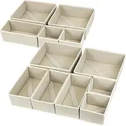 TJHypenete 12Pcs Drawer Organizers, Drawer Dividers Storage Bins, Foldable Closet Drawer Organizer for Clothing, Dresser Organizer, Clothes Storage Drawer for Underwear, Socks, Bra, Towels, Ties, Belt