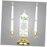 3 Unity Floral Candles for Wedding Ceremony Set withen Holder, Wedding Gold