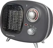 Russell Hobbs RHRETPTC2001G 1.5KW Retro Portable Ceramic Electric Heater in Grey, 2 Heat Settings, Adjustable Thermostat, 15m2 Room Size, 2 Year Guarantee