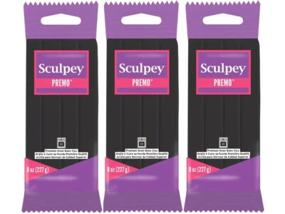 M00524x3-FS MOREZMORE Premo Sculpey BLACK 8 oz Pack of 3 Polymer Clay