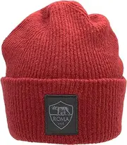 IMMA AS Roma Crest Leather Patch Knitted Skipper Beanie - Burgundy