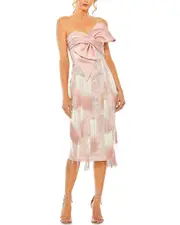 Mac Duggal Bow Front Ombre Fringe Dress