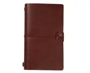 aerkesd Traveler Journal Diary Loose-leaf Notebook Pen Holder Record Book Stationery-S Brown Red