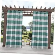 Cabana Stripe Indoor/Outdoor Light Filtering Grommet Top Curtain Panel,