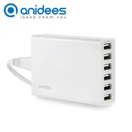 anidees 6 port USB桌上型智能電源充電器 （支援iPhone 6/6S 快充） - 白色