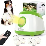Big Automatic Ball Launcher for Dogs, 26ft-79ft Adjustable Distance Ball Thrower, 5200mAh Rechargeable Interactive Automatic Dog Ball Launcher with 6 Balls and Radar Wave Sensing Technology (Green)