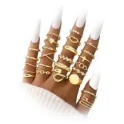 FAXHION 60 Pcs Gold Stackable Rings for Women, Knuckle Rings Chunky Gold Ring...