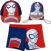[REQUETEGUAY] Spiderman Beach or Pool Swimsuit + Spiderman Hat for Kids + Multipurpose Sack | Spiderman Swimsuit + Adjustable Cap Spiderman Kids + Gym Bag
