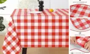 Rectangle Vinyl Tablecloth, 100% Waterproof Buffalo Square 54 x 54" Red