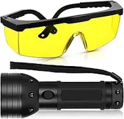 Tellegloww AC Leak Detector Kit AC UV Oil Dye Leak Detection Includes LED Flashlight and UV Protective Glasses with Box for Car Refrigerant Detector Tool (51 LED)