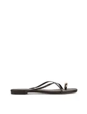 Mikki Flat Strappy Sandals - Chocolate Brown Leather