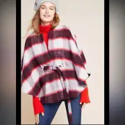 Anthropologie Andersen & Lauth Johanna Capalet Jacket NWT plaid red blue kimono