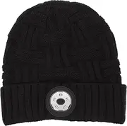 [PACKOVE] 1Set LED Knitted Hat with Detachable Headlamp for Night Running and Cycling Creative Luminous Beanie for Outdoor Activities Keeping Warm Stylish Portable Design Black