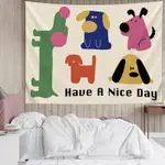 卡通彩色狗狗背景布 布 掛布 裝飾 裝飾掛布 臥室床頭掛布 兒童可愛牆布牆上裝飾佈置改造布