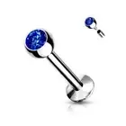 Piercing Labret Ear Ball Set Rhinestone Blue