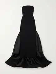 [Solace London] Solace London - Jodi Strapless Crepe And Satin-twill Gown - Black - UK 16 UK 16 Black