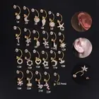 Crystal Flower Dangle Stud Tragus Helix Cartilage Bar Earring Upper Ear Piercing