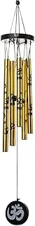 Tej Gifts - Feng Shui Metal Wind Chime 5 Golden Pipes with Om for Positive Energy Large