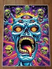 Trippy Skull Psychedelic Poster 18x24in