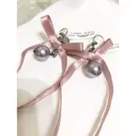 CHANEL香奈兒 經典雙C LOGO 緞帶珍珠 夾式耳環