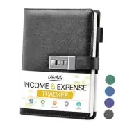 WEMATE Libro de contabilidad con cerradura, registro contable, Negro -