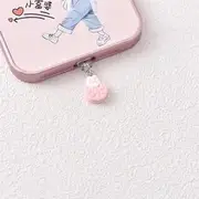 Animal Food Phone Port Dust Cover - Apple Lightning / USB Type C / Android Micro USB Rabbit & Biscuit - Pink & White - Android Micro USB