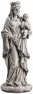 All Souls Avalon Gallery Outdoor Sculptures Marian Garden Inspirational Stone Resin Statue, 18.5-Inch, Mary Queen of Heaven