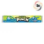 5x Packs Sour Punch Blue Raspberry Flavor Mouthwatering Sour Straws Candy | 2oz