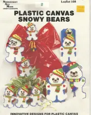 NEEDLECRAFT ALA MODE PLASTIC CANVAS SNOWY BEARS PATTERN LEAFLET 108 VINTAGE