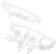 [TOVINANNA] Wedding Leg Straps Stretch Lace Wedding Garter Secure Stocking Holder for Bridal Events White