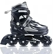 Inline Skates for Children, Girls & Boys Ages 4-6, 5-8, 6-12, 8-12 Years with Light Wheels - Adjustable Roller Skates for Beginners, Teenagers, Indoor & Outdoor, Adjustable