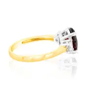 Luminesce Lab Grown 9ct Yellow Gold 0.40 Carat Diamond 2.4ct Garnet Ring, Q