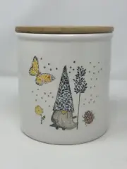 Seeds & Sunshine Ceramic 5x6in Spring Gnome Canister kitchen spring time woodtop