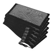 6 Pack Mesh Cosmetic Bags, A6 Nylon Pencil Cases | Zipper Organizer(Black)