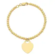 Bevilles 9kt Yellow Gold Silver Infused Bracelet with Heart Charm