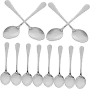 Homoyoyo 12pcs Stainless Steel Spoons Ergonomic Multi Purpose Kitchen Utensils for Rice Soup and Desserts Non Stick Easy to Clean for Family Meals and Gatherings