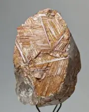 Very rare Sagenite var. Rutile on the prism face of the Quartz.