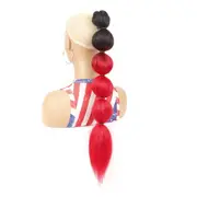 Long Shaggy Drawstring Ponytail Wig with Bubble Shape - 1btred