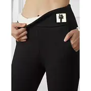 Women's Fleece Pants Tights Leggings Basic Casual Lounge Full Length High Waist Solid Color High Cut Thermal Warm High Elasticity Office Daily Lamb wool leggin