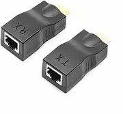 Suckoo Replacement Ethernet RJ45 Network to HDMI Extender Repeater Amplifier 30m 4K30HZ Compatible Computer Host Laptop Connection Transmitter TX External HDMI Monitor Projector TV Receiver RX 1080P