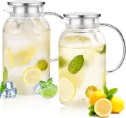 68 Oz Glass Pitcher with Lid. Glass Carafe for Hot/Cold Water 0.5 Gallon Pitcher