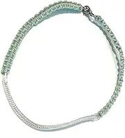 [Ethnos Barcelona] Aqua Green Macrame Anklet - Silver and Macrame - Measures 23cm, Kleine, Silver, No