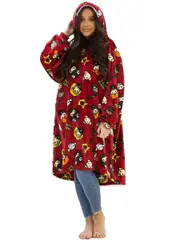 Harry Potter Charm Wearable Hooded Fleece Blanket - Adult Red/Black Large
