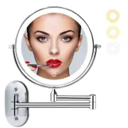 Wall Mounted Lighted Makeup Mirror 8" 10X Magnifying Cosmetic Mirror with 3 Color Modes Battery Type-Silver